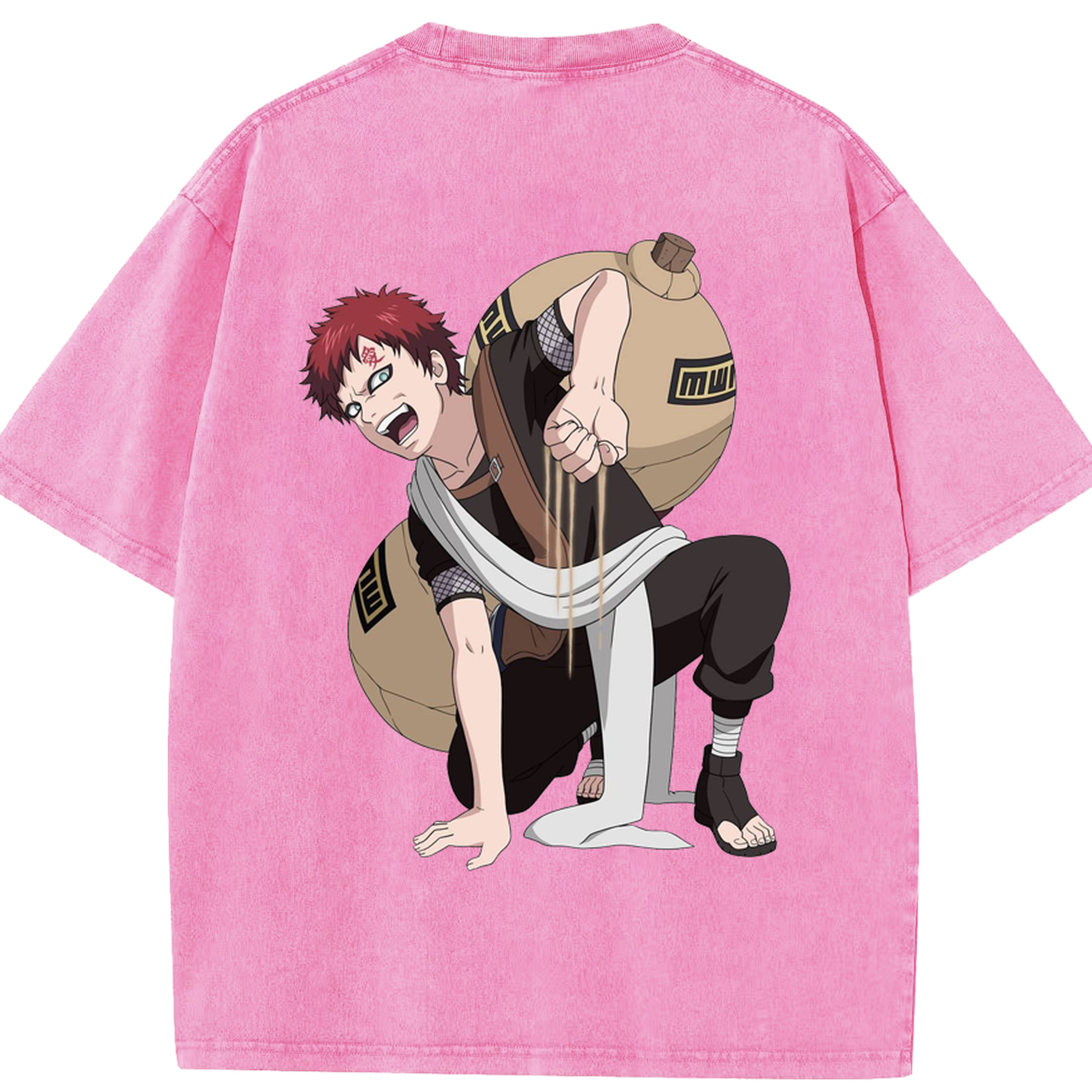 （画像用） NARUTO -ナルト- ガアラ Gaara 綿100% ヴィンテージ風 半袖Tシャツ（背面プリント）